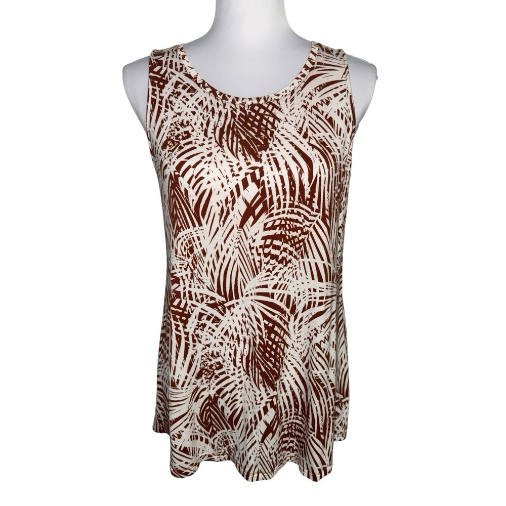 Apt. 9 Essentials Tank Top Large Brown White Abstract Print Sleeveless Tunic